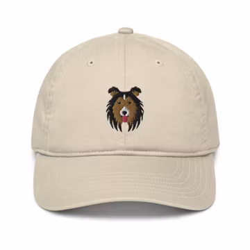 Sheltie hat, Shetland sheepdog hat, embroidered unisex organic dad hat, Shetland sheepdog gift.
