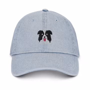 Border Collie hat, Embroidered Unisex Denim hat, Border Collie Gifts, design 1.