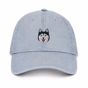 Husky hat, embroidered unisex denim hat, Siberian husky gifts, siberian husky mom dad hat.