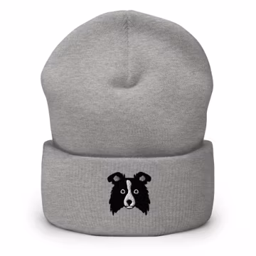 Border collie beanie, embroidered dog head unisex beanie, for dog mom dog dad, border collie gifts, for men and women.