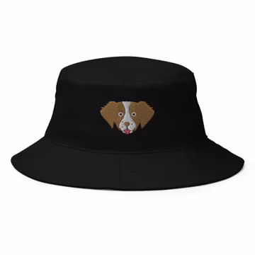 Brittany spaniel hat, embroidered unisex bucket hat, Brittany spaniel gifts.