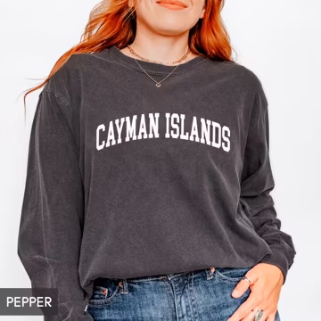 Comfort Colors® Cayman Islands LONG Sleeve Shirt, Family Vacation Souvenir, Cayman Group Matching Girls Trip tees, for women or men