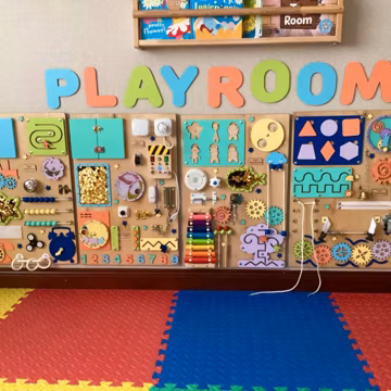 Large Personalized Montessori busy board for toddler, Waiting room kids furniture, Custom Busy Board Sensory Wall Panel, 1st Christmas gift