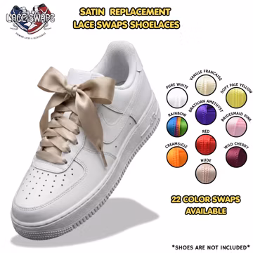 FLAT PREMIUM QUALITY Satin Shoelaces 22 Colorful Ribbon Replacement Laces For Weddings Gifts & Converse Shoes