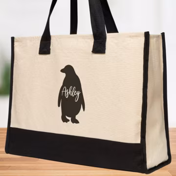 Penguin Tote Bag, Gift Custom Bag, Personalized Gift Bag, Custom Pet Mom Gift, Personalized Pet Bag, Custom Pet gift, Canvas Tote Bag