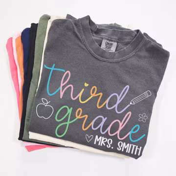 Comfort Colors® Custom Third Grade Teacher Shirt, 3rd Grade Teacher TShirt, Trendy Third Grade Team Shirts, Personalized Teacher Name Tee