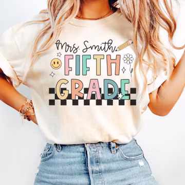 Comfort Colors® Custom Fifth Grade Teacher Shirt, Teacher Name Shirt, 5th Grade Teacher Shirt, Back to School, Elementary, 5th Grade Team