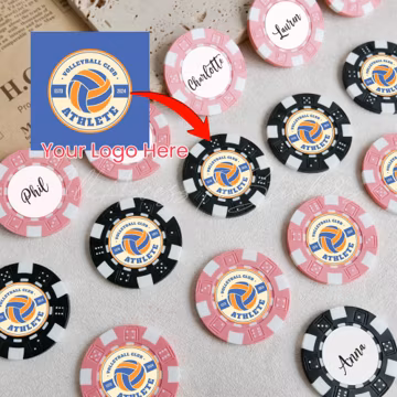 Bulk Club Logo & Names Poker Chips, Year-End Gifts for Players, Coaches, Team Events,Sports Banquet Favors, Personalized Poker Chips
