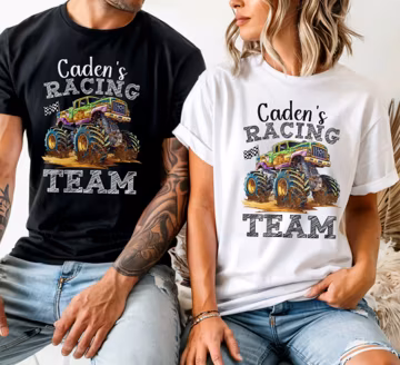Boy's Custom Monster Truck Birthday Shirt: Personalized Racing Team Tee