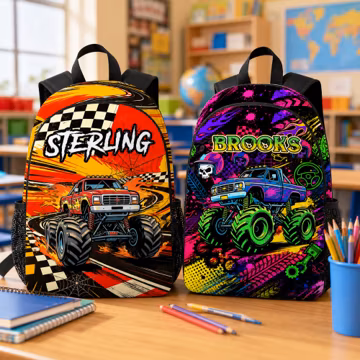 Personalized Truck Backpack,Custom Name Schoolbag,Cars Backpack Set,Back to School Gift