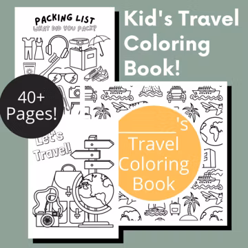 Travel Coloring Book for Kids Printable, Road Trip Activities, Airplane Games, Kids Coloring Pages, Vacation Busy Book PDF