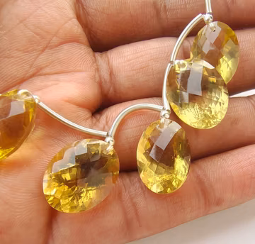 7Peices LEMON QUARTZ Faceted Gemstone Beads| 20*15*10To16*12*7mm Oval Shape 1Starnd For Jewelry