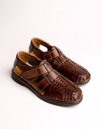 Men’s Leather Mexican Sandals – Handmade Huarache, Adjustable Strap, Anti-Slip Sole, Comfortable Summer Flats (Tan & Moka)
