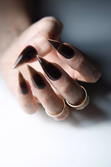 Black Stiletto Press On Nails, Korean Style Nail Art