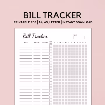 Digital Bill Tracker, Bill Tracker Printable, Monthly Bill Payment tracker, Bill Organizer, Bill Planner, Finance Tracker, PDF