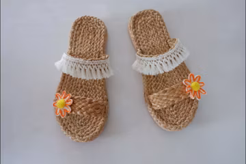 Water Hyacinth Sandals: Boho Beach Bride Slippers