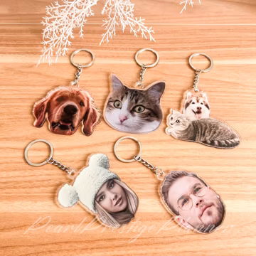Custom Photo Keychain, Personalized Pet Portrait Keyring, Acrylic Charm, Full-Color Logo Printing Ornament, Graduation Gift,Fathers Day Gift