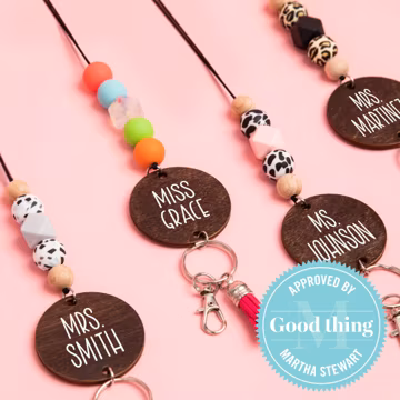Personalized Teacher Lanyard for Keys or ID Badge - Teacher Gifts - ID Badge Lanyard - Beaded Lanyard with Name - By the Graces - Block