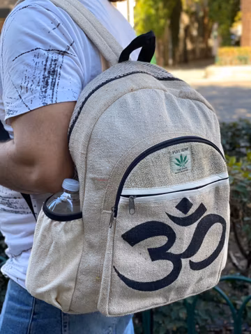 Hemp Rucksack Backpack with Om Sign