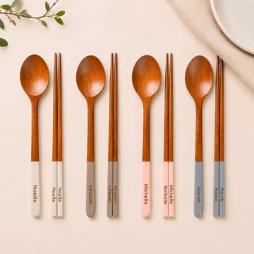 Engraved Chopsticks Personalized Korean Chopsticks and Spoon Set Monogrammed Chopsticks Wooden Utensils Personalized Spoons