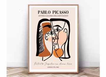 Picasso Wall Art, Picasso Print, Abstract Face, Picasso Linocut, Museum Poster, Picasso Download, Printable Wall Art, Beige Decor, boho