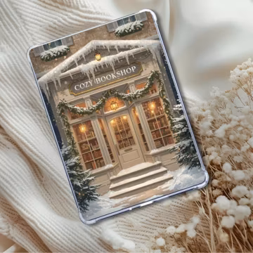 Cozy Winter Bookstore | Kindle Insert or eReader Decor for Book Lovers | Cold Weather Bookshop Theme