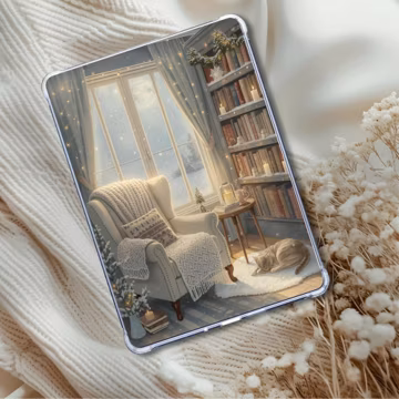 Light Blue Cozy Reading Nook | Kindle Insert | eReader Bookish Decor | Winter Soothing Aesthetic