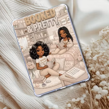 Booked & Pretty | Beige and White | Black Girl | Kindle Insert | Cozy Reading Decor