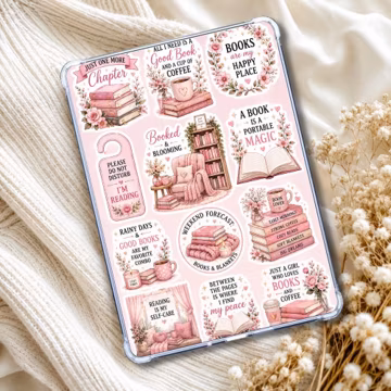 Happy Reader Pink Bookish Phrases | Kindle Insert | Clear Case Accent | Book Lovers Decor