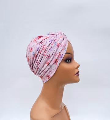 Turban for women,Summer cotton Beanie hat,pretied chemo headwear, pink vintage alopecia hat, gift for chemo cancer hat,hairloss turban