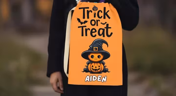 Large Personalized Halloween Trick or Treat Bag, Halloween Tote Bag, Halloween Candy Bag, Halloween Decor, Gift For Kids, Gift for Adults