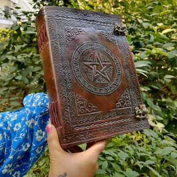 Personalized Leather Book of Shadows: Embossed Pentagram Journal