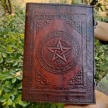 Handmade Large Pentagram Leather Journal: Book of Shadows