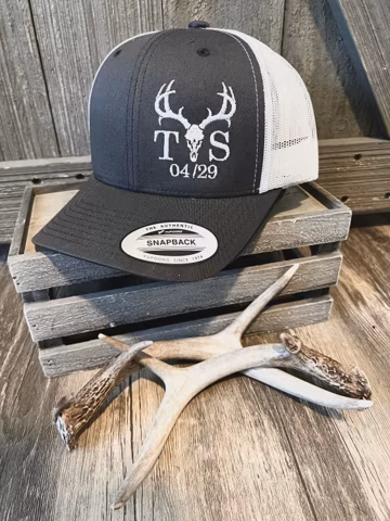 Embroidered Deer Antler Wedding Trucker Hat: Custom Bridal Party