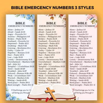 Bible Emergency Numbers Bookmark: Scripture Verse Guide (Digital Download, PDF)