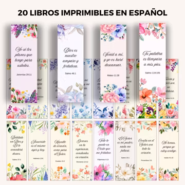 Spanish Bible Verse Bookmarks, Printable Christian Bookmark Set, Floral Scripture Download