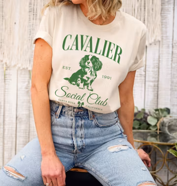 Custom Cavalier King Charles Spaniel Shirt Old Money Aesthetic Clothes Social Club Shirt Preppy Stuff Coquette Clothes Charles Spaniel Gift