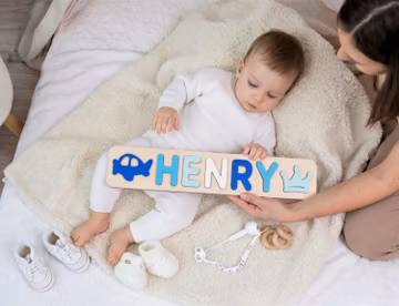 Personalized Wooden Name Puzzle, Custom Baby Gift, 1st Birthday Gift, Baby Shower Gift, Montessori Toy
