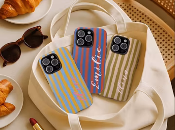 Custom Monogram Phone Case Personalized Stripes Aesthetic Shadow Initials iPhone 17 16 15 14 Pro Max MagSafe Pixel Samsung