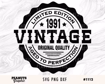 34th Birthday svg, Vintage 1991 svg, Aged to Perfection svg Printable, Cricut Silhouette Cut file, Digital Download