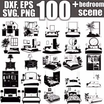 Bedroom SVG Bundle, Set of 100, Instant Digital Download svg png dxf eps