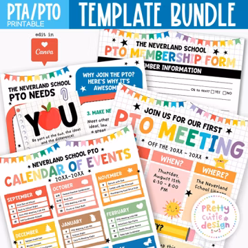 Editable PTO PTA Flyer Bundle: School Event Calendar, Membership Form (Canva Template, Digital Download)