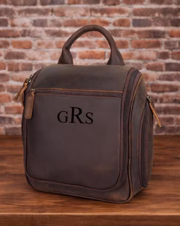 Hanging Toiletry Bag for Men, Travel Toiletry Organizer, Leather Dopp Kit