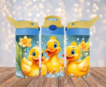 Baby Ducks 12 oz Kids Sippy Cup FlipTop Tumbler Wrap 12 oz Straight Tumbler PNG Sublimation Duckie Design Kids Tumbler Digital Download