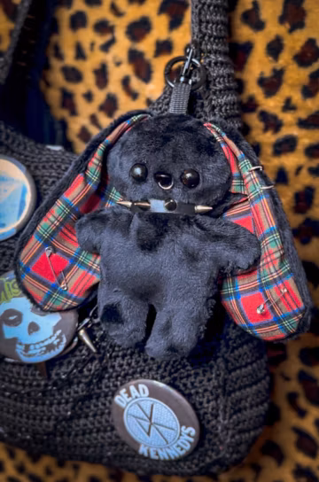 Punk Plaid bunny keychain/ bag charm