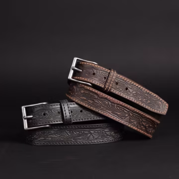 The Wayfarer Belt | Full Grain Leather Western Belt, Handmade Canada, Black Leather Belt