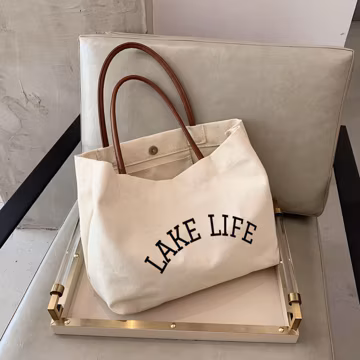 Lake Life bag vacation Tote bag custom beach bag personalized gift canvas beach bag -QW33
