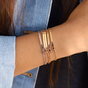 Personalized Bar Bracelet: Sterling Silver, Gold Filled, Bridesmaid Gift