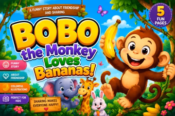Bobo the Monkey Loves Bananas Children's Story Book | Friendship, Sharing (PDF Download)