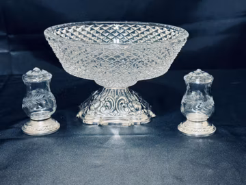 Vintage Silverplate Bon Bon Dish and Shakers, Quaker Silver Co.